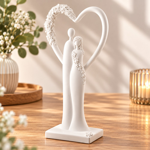 Skulptur herz paar flower - skulptur, herz,